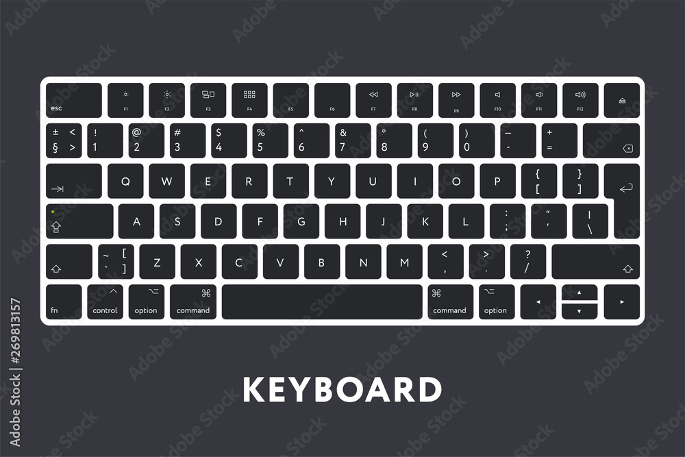 Modern Computer Desktop Laptop Keyboard Keypad. Black Buttons Keys. Stock  Vector | Adobe Stock