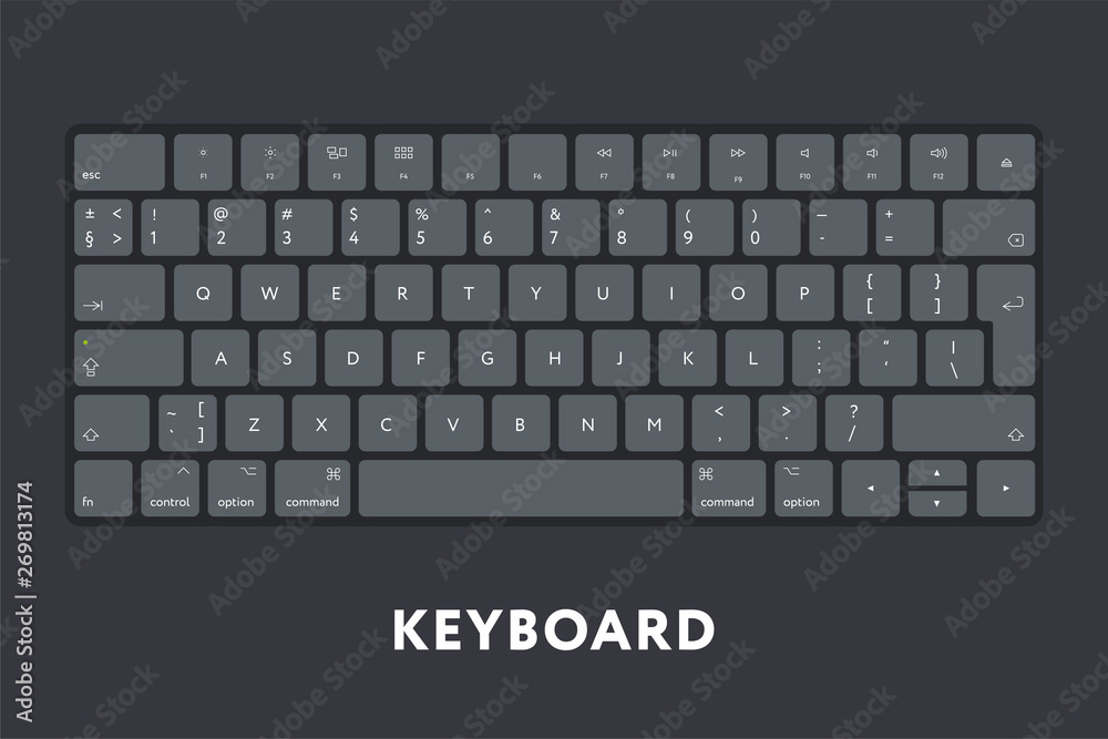 Modern Computer Desktop Laptop Keyboard Keypad. Dark Buttons Keys.  Stock-Vektorgrafik | Adobe Stock