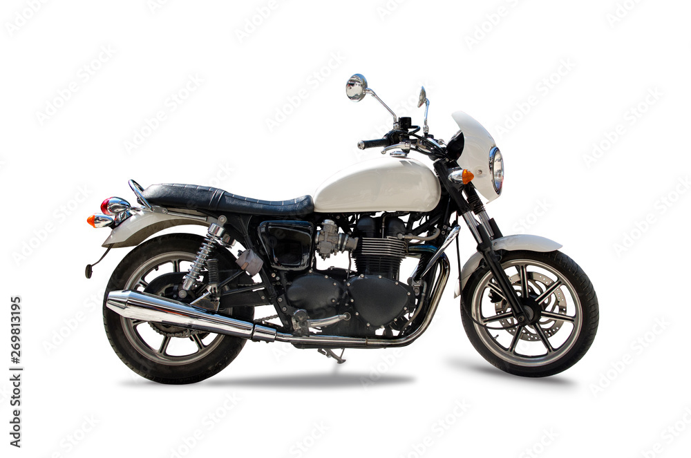 Naklejka premium Classic British motorcycle isolated on white