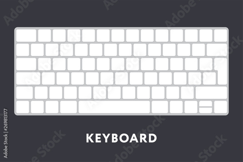 Modern Computer Desktop Laptop Keyboard Keypad. White Buttons Keys.