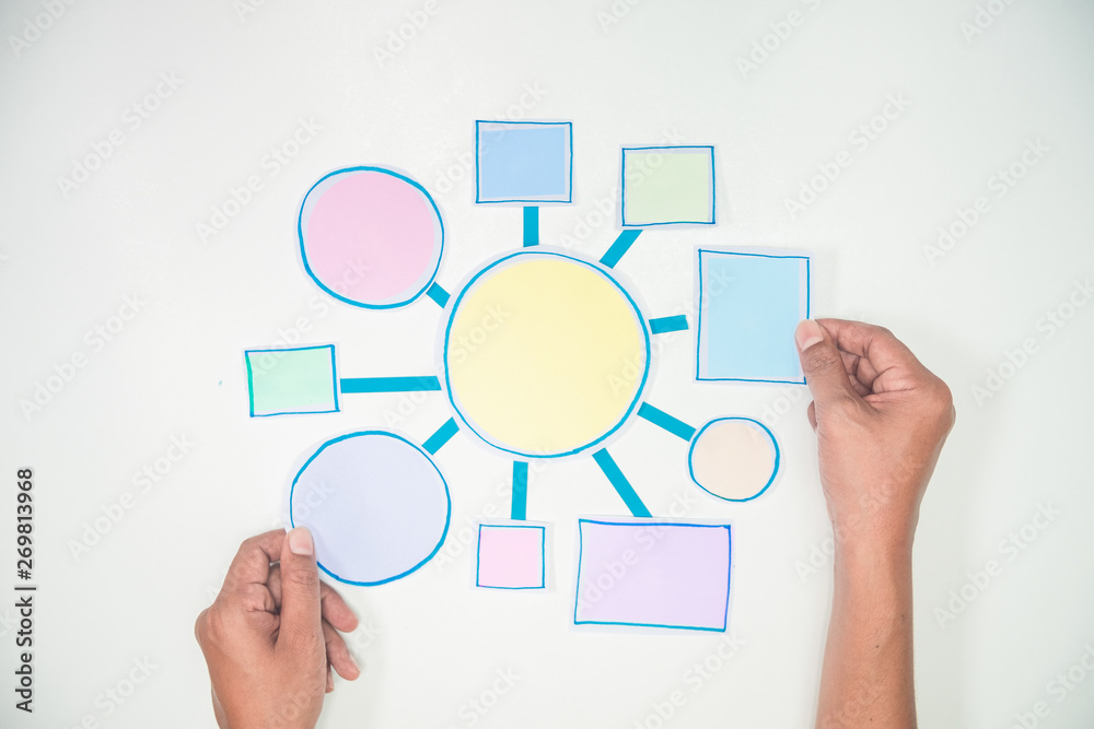 Business Process and workflow flowchart Strategy infographic diagram connection Design Planning Solution Concept Shapes Paper flat lay Business Process and workflow flowchart Strategy infographic diagram connection Design Planning Solution Concept Shapes Paper flat lay