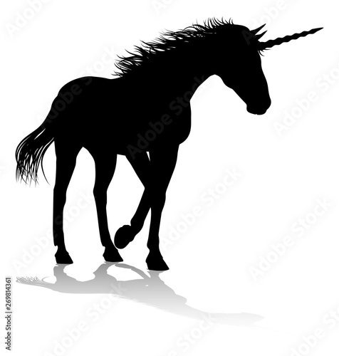 A unicorn silhouette mythical horned horse graphic