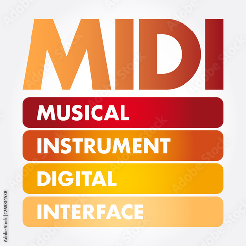 MIDI - Musical Instrument Digital Interface acronym, concept background