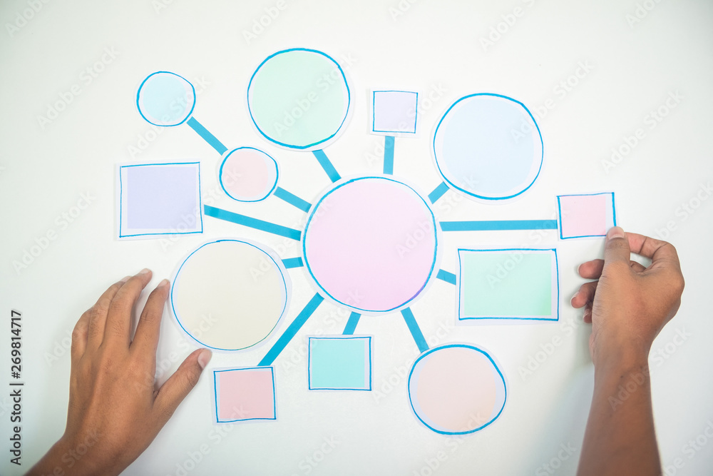 Business Process and workflow flowchart Strategy infographic diagram connection Design Planning Solution Concept Shapes Paper flat lay Business Process and workflow flowchart Strategy infographic diagram connection Design Planning Solution Concept Shapes Paper flat lay