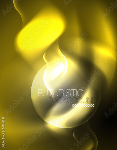 Shiny metallic neon waves vector design