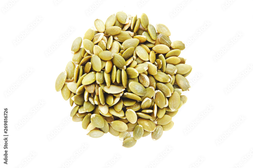 Pumpkin seeds isolated at white background Pumpkin seeds isolated at white background