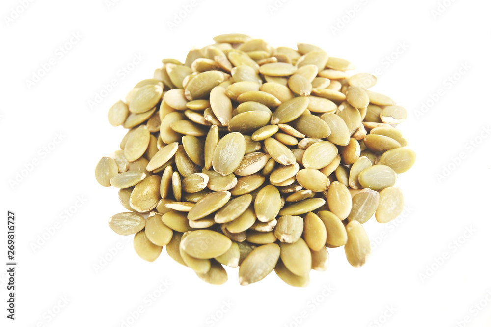 Pumpkin seeds isolated at white background Pumpkin seeds isolated at white background