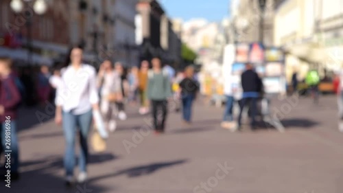 Wallpaper Mural Blurred crowd of tourists people walking along the street of the old city Torontodigital.ca