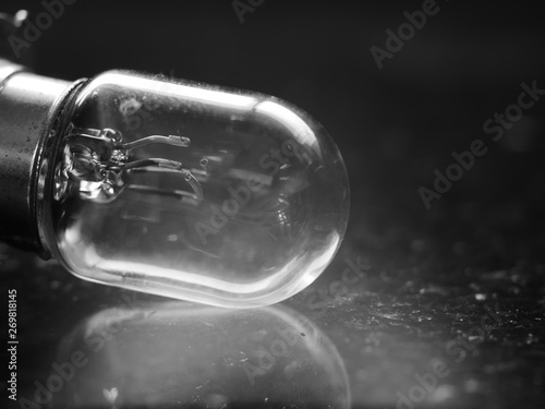 bulb light on black background, concept black light background