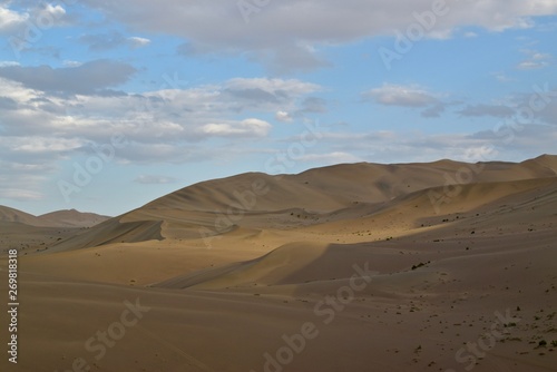 Gobi desert with huge dunes as seen from Dunhuang  Gansu province in China.