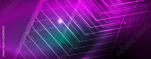 Shiny glowing design background, neon style lines, technology concept, vector