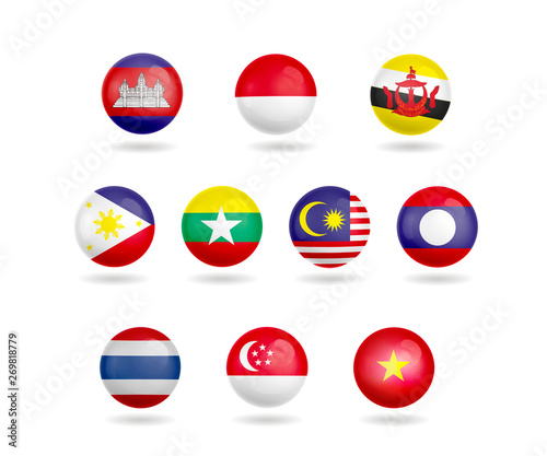AEC, Asean Economic Community flag symbols.-image