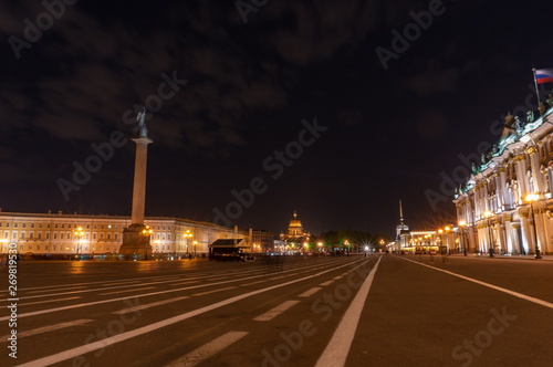 View of St. Petersburg. The Alexander Column in the Palace Square.