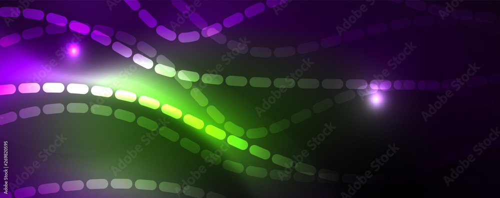 Neon vector wave lines abstract background, magic futuristic techno design Neon vector wave lines abstract background, magic futuristic techno design