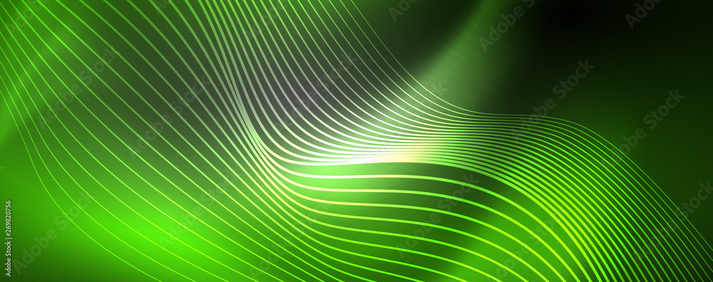 Neon vector wave lines abstract background, magic futuristic techno design Neon vector wave lines abstract background, magic futuristic techno design