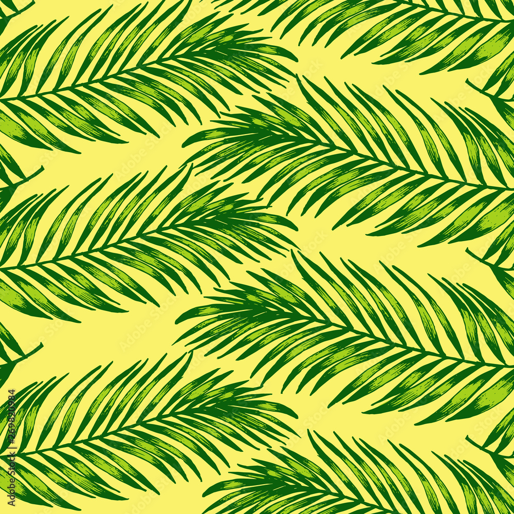 long palm leaves pttern simple, pastel colors