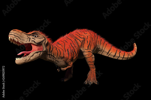 Tyrannosaurus rex, T-rex dinosaur from the Jurassic period (3d illustration isolated on black background) © dottedyeti