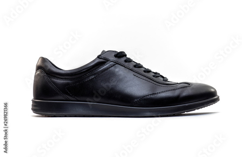 One black Man Shoe or Boot isolated on white Background