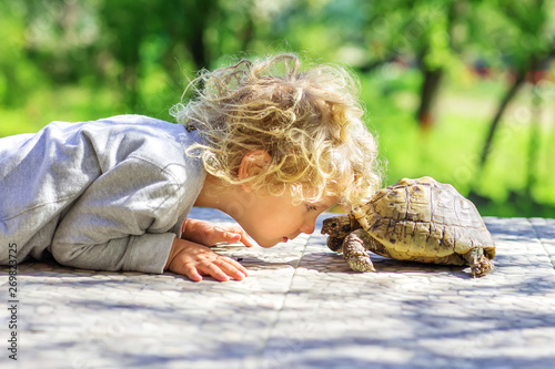 lovely boy with turtle photo