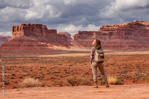 Hiker in Valley of Gods, USA