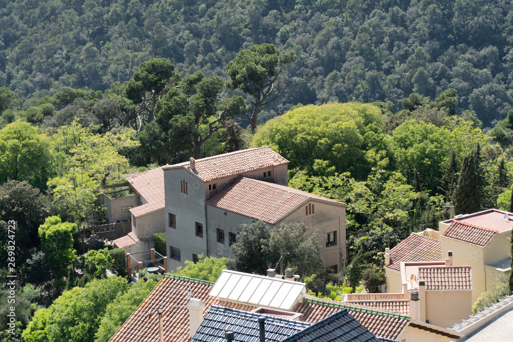 View on some houses from Tibidabo in Barcelona