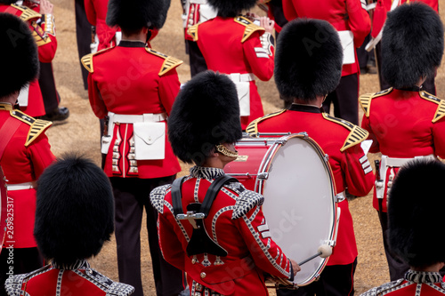 Foto Trooping the Colour, military parade at Horse Guards, London UK, with musicians from the massed bands