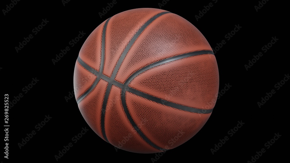 Old basketball isolated on black background. 3d rendering Old basketball isolated on black background. 3d rendering