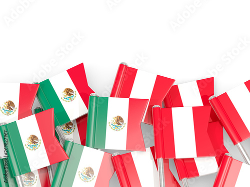 Pins with flags of Mexico and peru isolated on white. © Mikhail Mishchenko