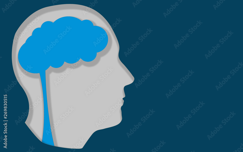 Human head with place for thoughts in brain