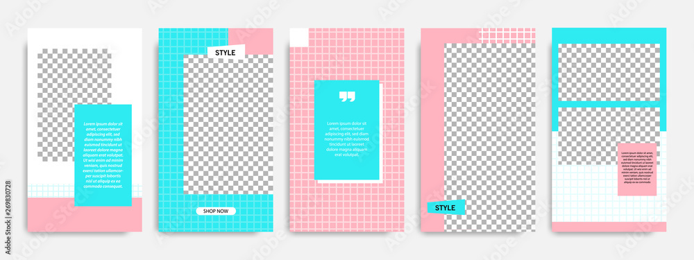 Abstract social media post stories / story template in pink, blue turquoise and white color Abstract social media post stories / story template in pink, blue turquoise and white color