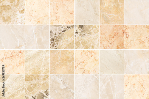 Beige marble wall tile texture background. Big square marble tile with natural pattern.