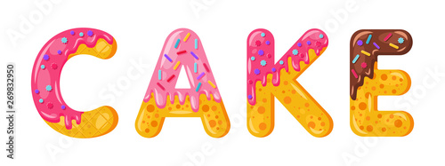Donut cartoon cake biscuit bold font style