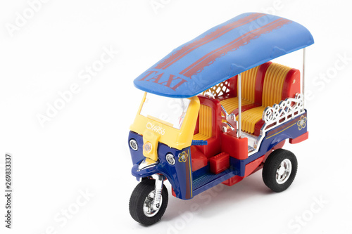 Thai tuk tuk in a white background