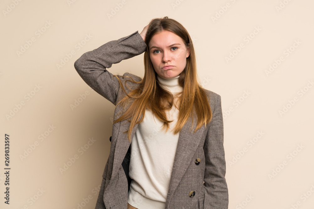 Young business woman with an expression of frustration and not understanding Young business woman with an expression of frustration and not understanding