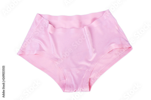 pink satin panties on white background