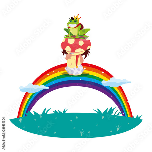toad prince and fungu elf with rainbow