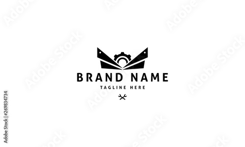 Gear Wings abstract black vector logo design