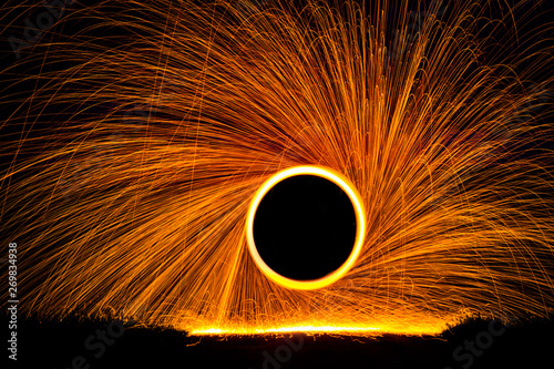 Glowing steel wool