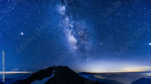 北アルプス、槍ヶ岳から見る天の川、タイムラプス動画, 日本の自然と絶景, 