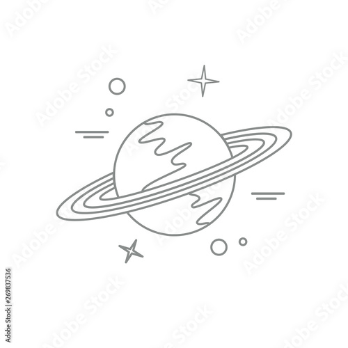Vector icon planet Saturn with rings. Astronomy.