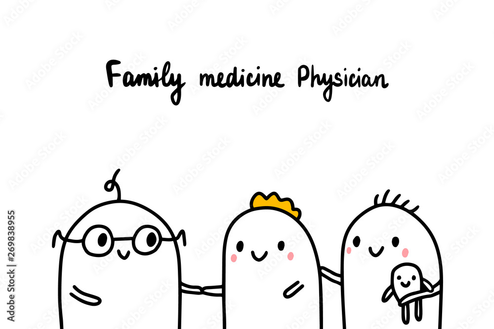 Family medicine physician hand drawn vector illustration with cartoon doctor.  Men minimalism style Stock Vector | Adobe Stock