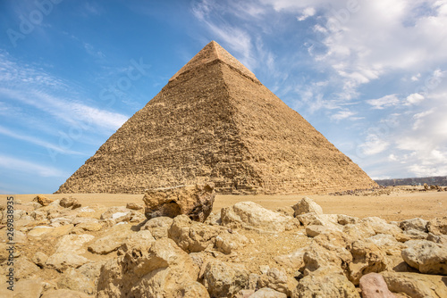 Pyramid of Khafre and stones