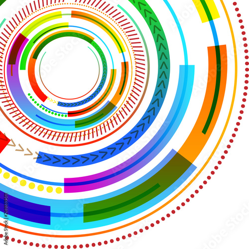 Vibrant Multicolored Concentric Circle Disk Pattern Different Textures Business Empty template for Layout for invitation greeting card promotion poster voucher