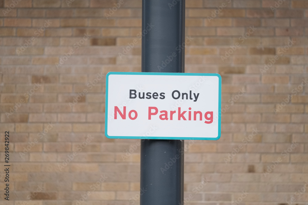 Buses only road sign at school pick up point Buses only road sign at school pick up point