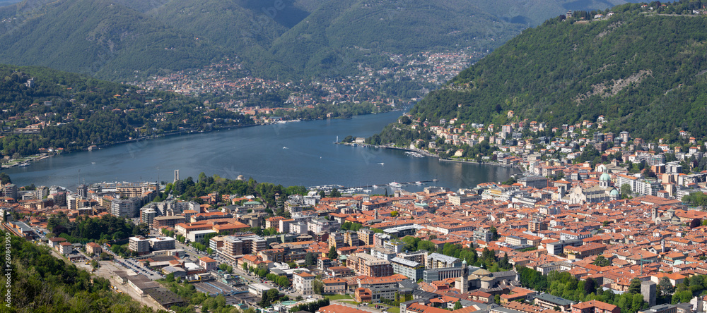 Como - The city with the Cathedral and lake Como.