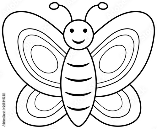 Butterfly coloring book page. Vector outline illustration.