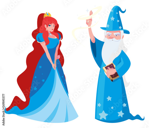 beautiful princess with wizard of tales characters