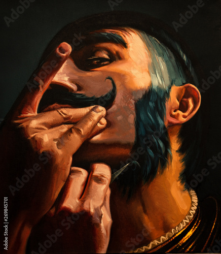 Fototapeta Naklejka Na Ścianę i Meble -  oil painting, portrait, handmade drawing