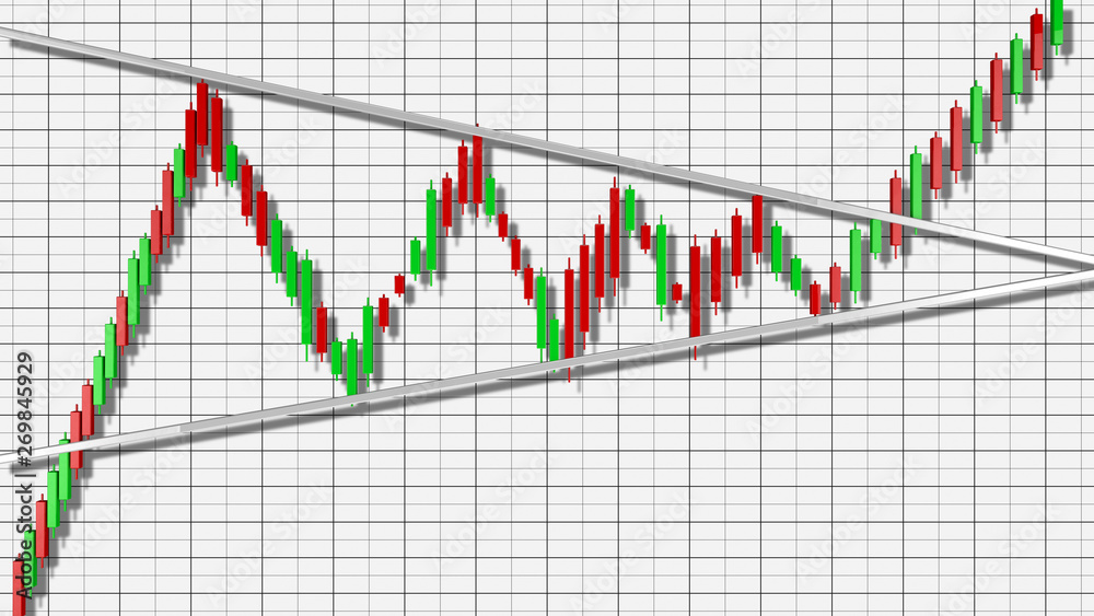 Bullish Pennant Stock Chart Pattern 3D Illustration Bullish Pennant Stock Chart Pattern 3D Illustration