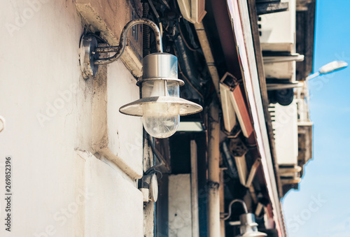 Old street lamppost – vintage light on streets in Catania, Sicily, Italy.